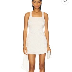 For Love and Lemons Frosted Organza Mini Dress in Cream